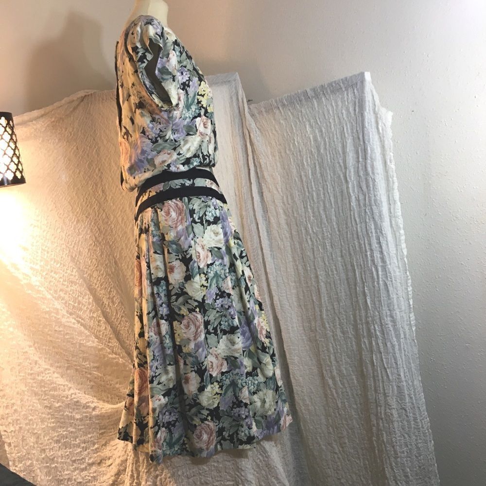 Joann Sparks for Daniel Barrett VTG Floral 80's Dress Size 12 - Picture 3 of 10